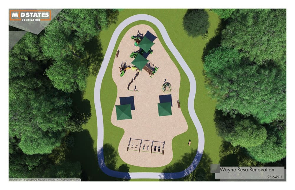 Wayne Resa Renovation Rendering - Playground Aerial View top down