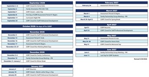 Early Education Calendar 2026-27