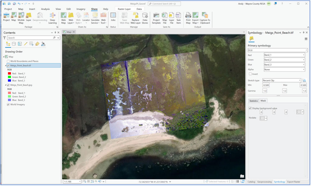 Georeferenced image example from ArcGISPro software