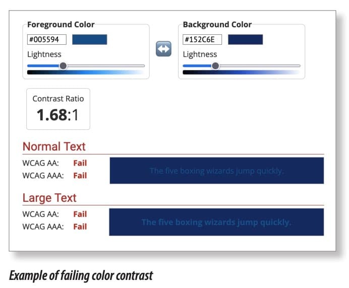 ADA compliance color check-not passed