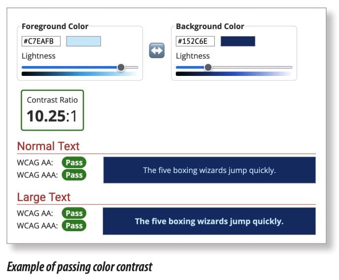 ADA compliance color check-passed