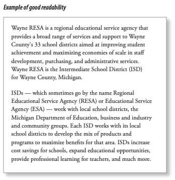 Good readability example