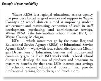 Poor readability example